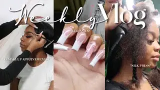 WEEKLY VLOG | 13 MAKEUP APPOINTMENTS + SILK PRESS + NAILS + GOD TALK