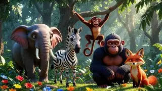 &ldquo;Forest Friends Adventure | Elephant, Zebra, Monkey, Gorilla & Fox | Kids Story Poem in 3D Cartoon 