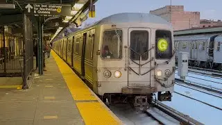 R46, R68, R160, & R211 D/F/G Trains at 4 Av-9 St in the Snow