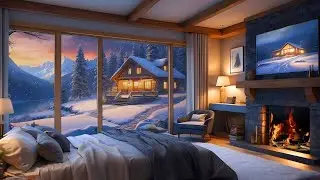 Snow Falling Outside + Piano & Fireplace | Cozy Night Ambience for Deep Rest #asmr