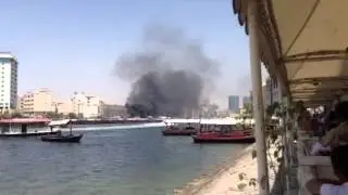 Boat on fire, Dubai Creek