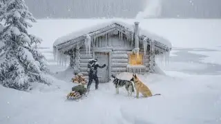 Surviving a −62°C Winter SNOWSTORM  in a Log Cabin | Off Grid Simple Life