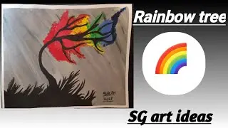 rainbow tree oil pastel| rainbow tree poster colour|rainbow tree drawing| SG art ideas
