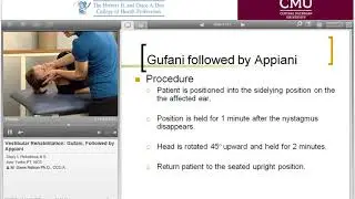 Vestibular Rehabilitation   Gufani, Followed by Appiani