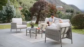 Grand patio 5-Piece Patio Furniture Set, Thick Cotton Rope Outdoor Conversation Set