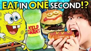 Eat In One Second - Spongebob Squarepants! (Kelp Shake, Krusty Dog, Burrito Patty)