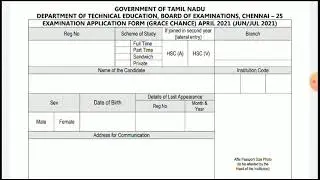 How to fill Diploma Grace Chance Application 2021 | How to fill Polytechnic Grace Application tamil