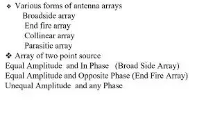 EC8701 AME Unit III Array of Two Point Sources with Equal Amplitude and In phase and Opposite Phase