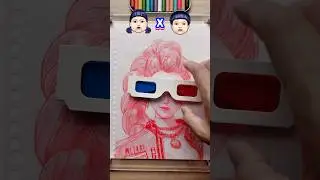 Rumi vs Two Dolls (Squid Game) 👧❌👦 #art #drawing #3dglasses #kpopdemonhunters