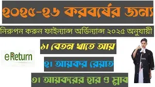 calculate salary income, Tax rebate for the assessment year 2025-2026 as per Finance Ordinance 2025