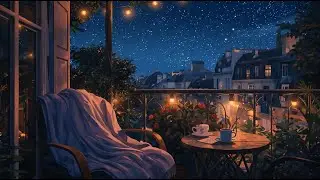 Cozy Balcony Ambiance with City View | Gentle Wind, Tea Steam & Relaxing Music for Study & Calm