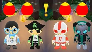 TAG WITH RYAN RICOCHET VS PHYSICIST RYAN VS PIRATE RYAN AND SPY ROBO PANDA EGG EDITION GAMEPLAY