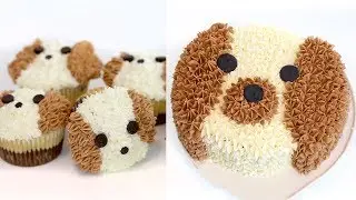 How to Make a Dog-Shaped Cake + CUPCAKES! | RECIPE