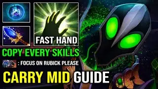 NEW Pro Carry Mid Rubick Guide | Brutal 9Min Boots Full Aghanim Copy Every Spells Dota 2
