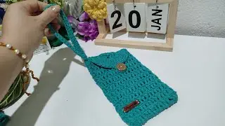 Bolsa de crochê porta celular Moderna fácil rápida passo a passo @LindalraBolsasemBarbante 