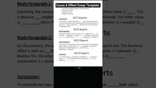 Cause & Effect IELTS Essay Template. #ielts #essay #ieltswritingtips #essaywriting #template #india