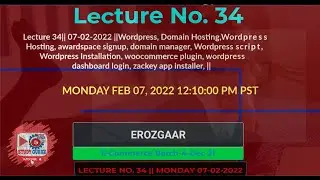 Lecture 34||07-02-2022 ||Wordpress, Domain Hosting, awardspace , Wordpress Installation, zackey app