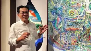 Soeung Vannara, acrylic pouring medium painting teacher at the Faculty of Fine Arts