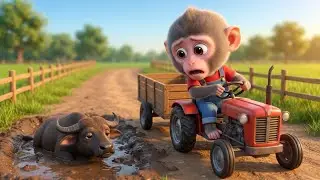 Baby Monkey vs Giant Crocodile! Saving the Water Buffalo From a Surprise Attack 🐒🐃🐊