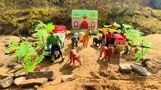 DIY mini hulk rescue animals and saved at home 🏠 mini tractor truck jcb mini toys video￼