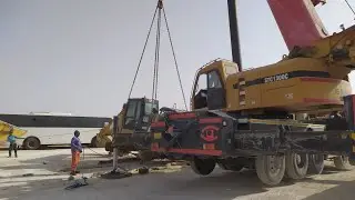excavator 400 caterpillar loaded with lowbeds we offload with sany mobile crane STC1300C DebShankar