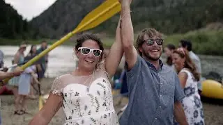 Bride and groom get married on the Colorado River | Rancho Del Rio Campground in Bond, Colorado