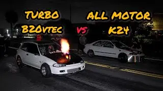 ALL MOTOR K24 HONDA CIVIC EG VS TURBO B20V EG HATCH | C.F.RACING