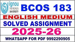 BCOS 183 solved assignment 2025-26 in English || bcos 183 solved assignment 2026 || bcos183 2025-26