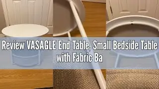 Review VASAGLE End Table, Small Bedside Table with Fabric Basket, Modern Nightstand, Round Side Tabl