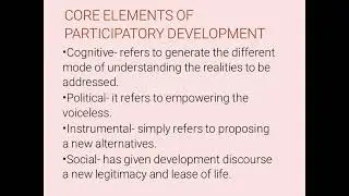 PARTICIPATORY DEVELOPMENT