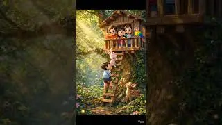 Treehouse Surprise! 🌟 Cute 3D Kids & Animals || #shorts #cartoon #viral #trending