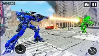 US Police Car Transform Robot War Rescue 2023 - Flying Car Robot Hero #1 - Android Gameplay