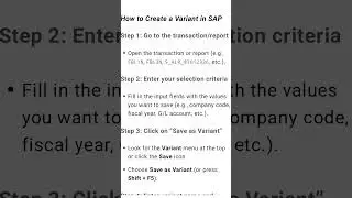 How To Create Variants in SAP FICO