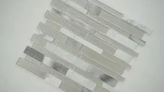White Wave 12X12 Interlocking Glass Metal Stone Mosaic - MM1312