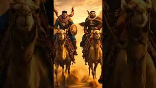 Captain Jordan 🛡️ and Sandman 🌪️ ride through the desert
