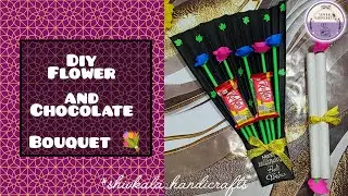 How to make flower bouquet or chocolate bouquet💐. And we learn paper craft in this video. #art&craft