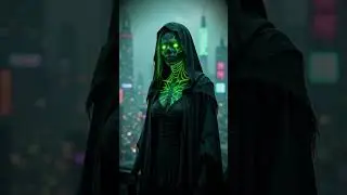 👑 Neon Death Queen ⚡#NeonQueen #DeathReaper #DarkAesthetic #GlowingEyes