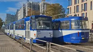 Tatra T3A- 30286 + 30297 meets with Tatra T3MR- 35119 + 35121