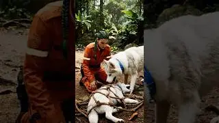 Brave Husky Saves His Puppy with Human Help | Emotional Rescue Story #animals #dog #viral