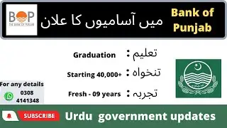 BOP Jobs 2022 &ndash; Bank of Punjab Operations Groups Posts | Government jobs in lahore