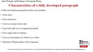 Principles and Techniques of writing a paragraph