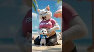 Pregnant Mother Cat's CRAZY Beach Adventure!  😽  #cat #catlover #shorts #shortvideo #funny