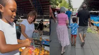Grandma and I took the boys to the market in Ruma, Serbia 🇷🇸 
