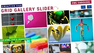RESPONSIVE GRID GALLERY SLIDER USING HTML, CSS & JAVASCRIPT | OWL CAROUSEL  | GRID SLIDER