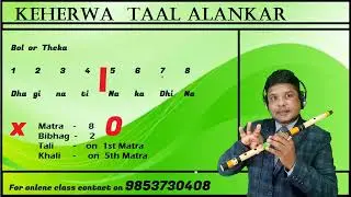 Keherwa Taal details. Alankar on Keherwa Taal practice on flute. keherwa Alankar with gamak n meend