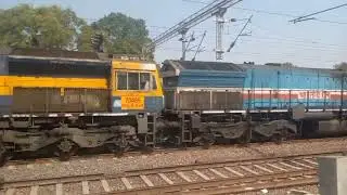 Wdg4 + wdg4d with freight train at dongargarh railway station 