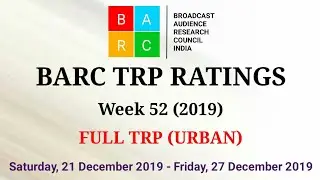 BARC TRP Ratings Week 52 (2019) : Full TRP Report (Urban)