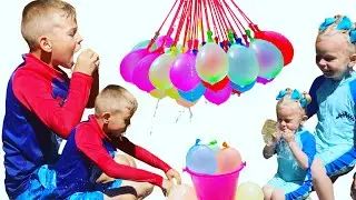 Kids playing with 420 water balloons | Summer fun ideas