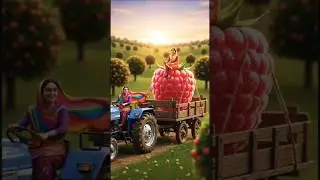 Miniature Raspberry Juice | Tiny Punjabi Women Make Giant Fruit Juice | Hyper-Realistic Art #shorts