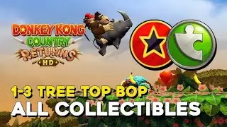 Donkey Kong Country Returns HD - Tree Top Bop 1-3 (All Puzzle Pieces & KONG Letters)